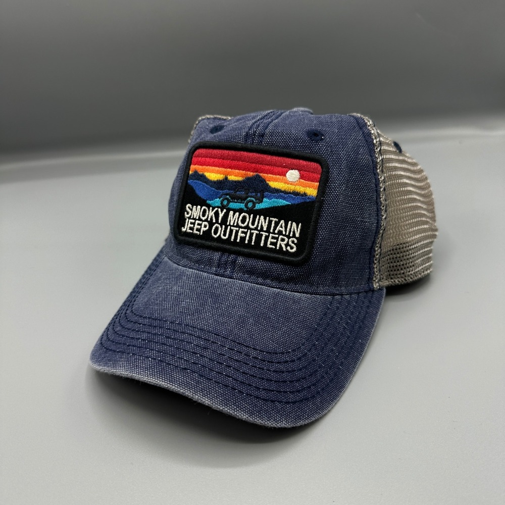 Legacy Smoky Mountain Jeep Outfitters Trucker Hat Navy Blue Mesh Snapback Cap